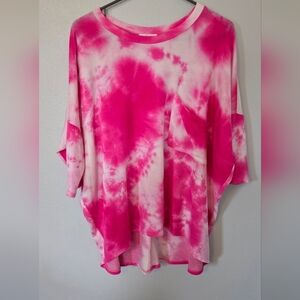 Talulah Comfy Camo Style Pink Tie Dye Top Size Medium